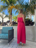 Susana Monaco Strapless Overlay Slit Dress Hibiscus