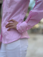 Bariloche Pink Ruffle Neck Shirt