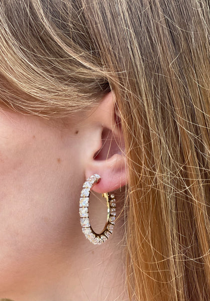 Theia Jewelry Priscila 17 Reverse Set Princess Cut Hoop Earrings
