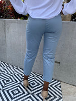 Cotton Satin Stretch Pull on Trouser Cropped