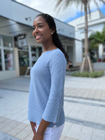 Cherron Knit Sweater 3/4 Sleeve Sky Blue