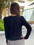 Black Puff Sleeve Drape Top