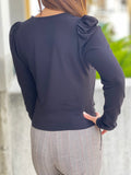 Black Puff Sleeve Drape Top